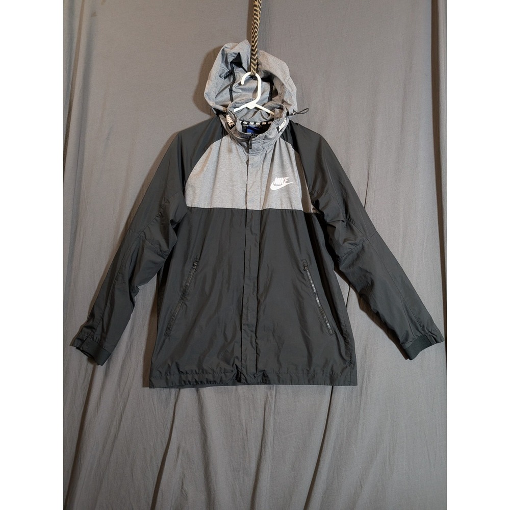 Nike‎ Sportswear Jacket Mens Medium Black Swoosh Full Zip Windbreaker Bomber